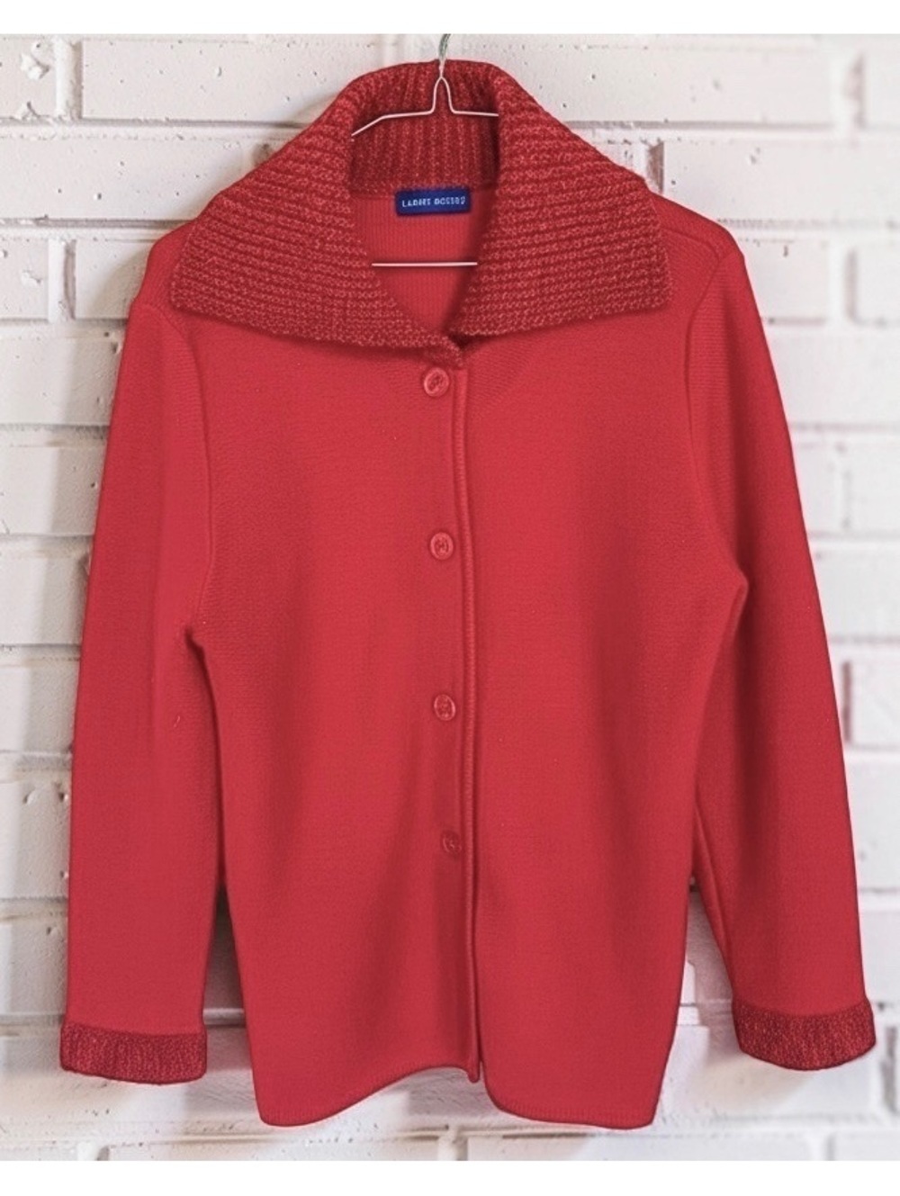 Vintage Cherry Red Collared Cardigan Cabincore Knit Button Front Shacket Jacket